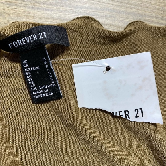 Forever 21 Womens‎ Lettuce Edge Tie Front Bell Sleeve Top Small Brownish Green - Picture 5 of 8